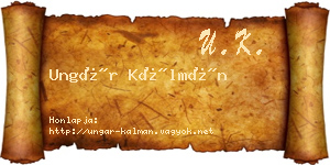 Ungár Kálmán névjegykártya