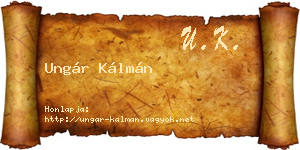 Ungár Kálmán névjegykártya